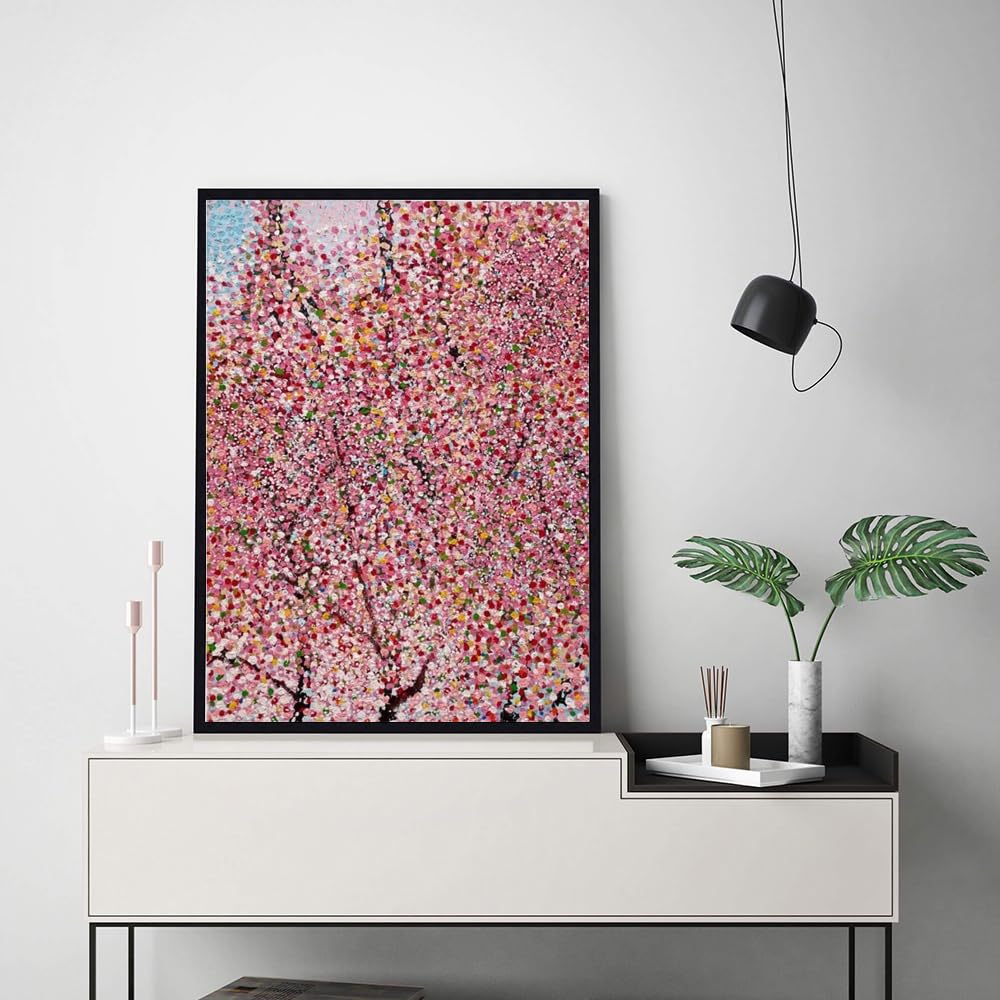 Amazon.co.jp: ピンクダミアンハースト桜ポスター抽象キャンバス